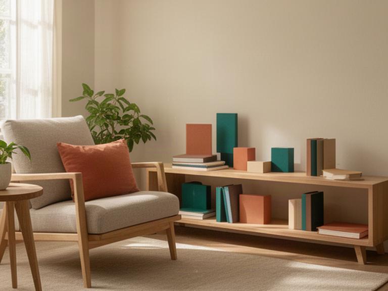 Quiet corner with a low bookcase and carefully arranged reading materials in an Atherton home