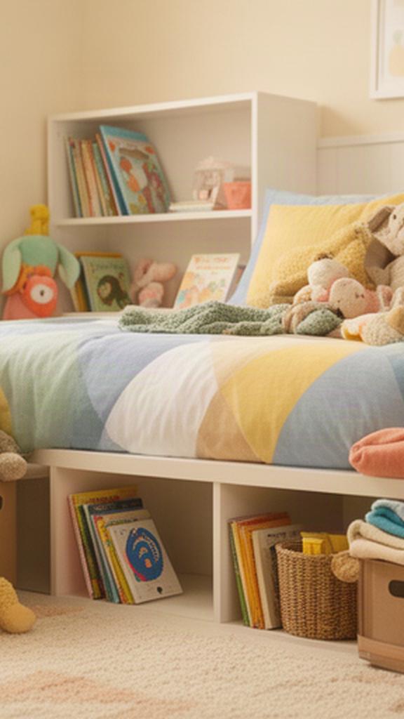 Child’s bedroom in a new home with bedding, books and favourite toys unpacked into easy-to-reach places
