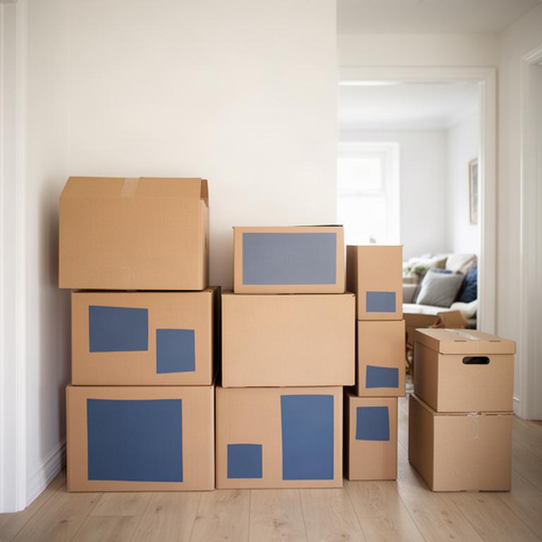Carefully labelled cartons arranged in a quiet family home during an estate clear-out