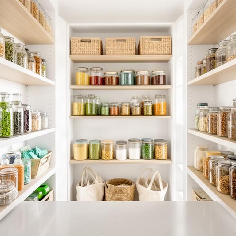 Freshly organised pantry in a Queensland home, with open shelves and clear space around everyday staples