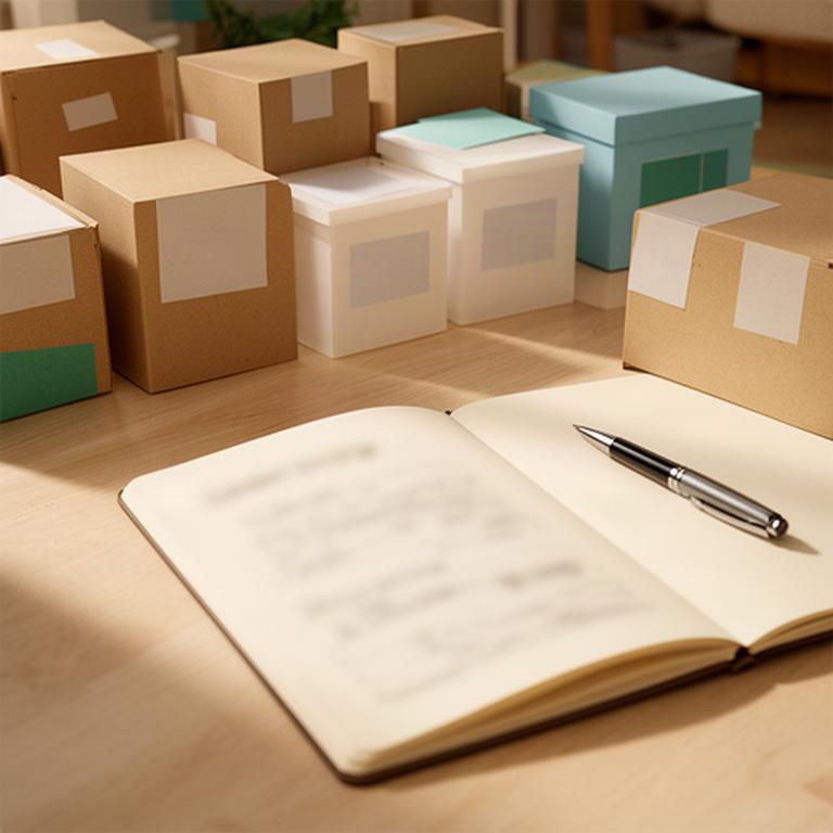 A handwritten inventory beside neatly labelled storage cartons in a family home