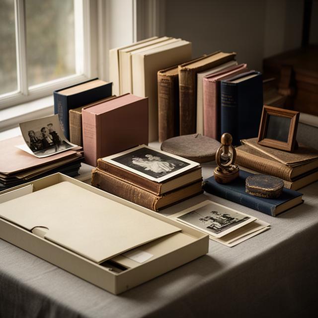 Carefully grouped inherited books and family photographs ready for a family to sort together