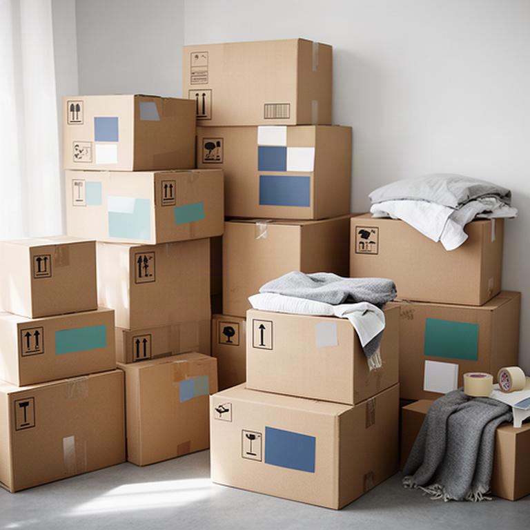 Carefully packed household cartons marked with room names and clear handling notes