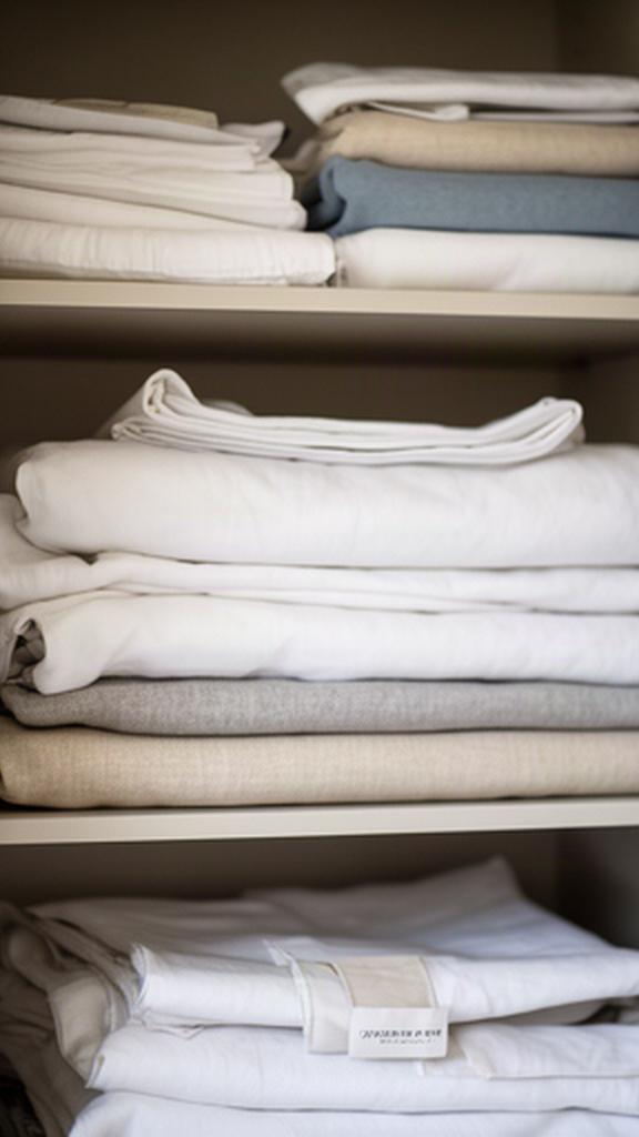 Fresh linen arranged on shelves in a quiet, organised household cupboard