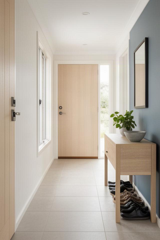 Property entryway with a clear path, minimal shoes and a tidy console ready for prospective tenants